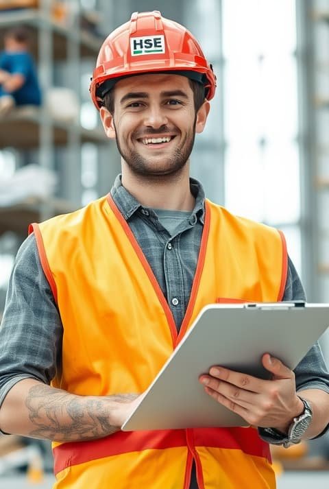 Safety leader with team in background